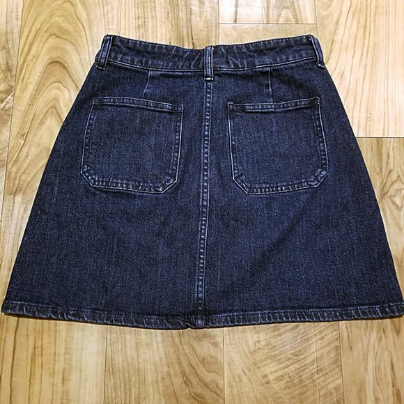 Madewell Dark Wash Zip Front A-Line Denim Blue Jean Mini Skirt 24 Womens 26.5x16 - Picture 6 of 11